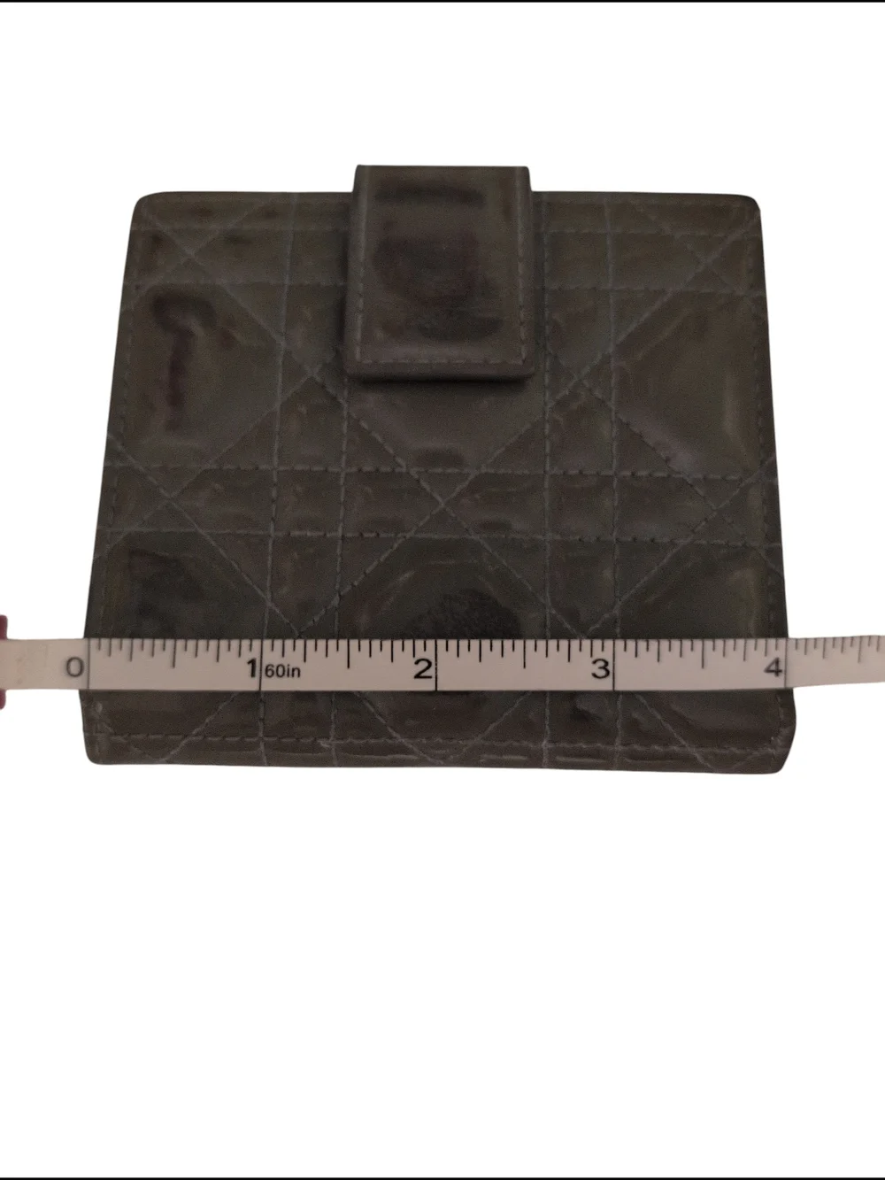 Patent Quilted Gray Snap Wallet
